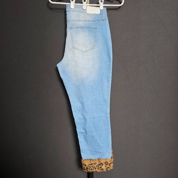 Hydraulic Nolita Jeans Womens 14 Mid Rise Curvy Ankle Skinny Leopard Fur Cuff - Picture 9 of 11